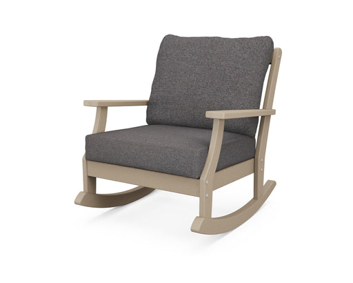 POLYWOOD Braxton Deep Seating Rocking Chair in Vintage Sahara with Ash Charcoal fabric