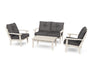 POLYWOOD Lakeside 4-Piece Deep Seating Set in Slate Grey with Natural Linen fabric