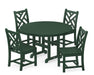 POLYWOOD Chippendale 5-Piece Round Side Chair Dining Set in Green