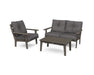 POLYWOOD Lakeside 3-Piece Deep Seating Set in Vintage Coffee with Weathered Tweed fabric