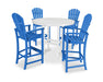 POLYWOOD 5 Piece Palm Coast Bar Set in Pacific Blue / White