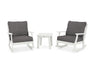 POLYWOOD Braxton 3-Piece Deep Seating Rocker Set in Vintage White with Ash Charcoal fabric