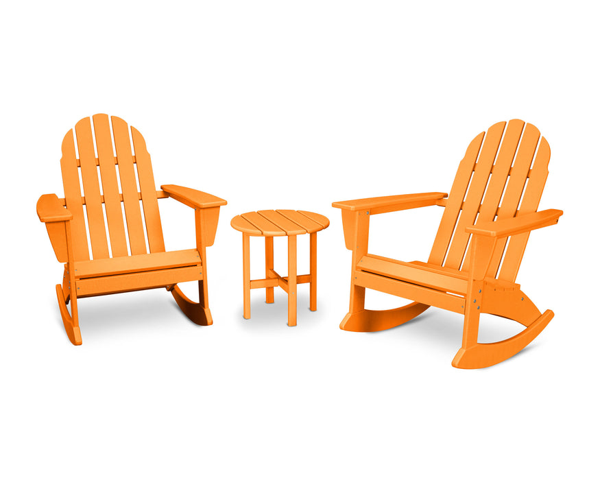 POLYWOOD Vineyard 3-Piece Adirondack Rocking Chair Set in Tangerine