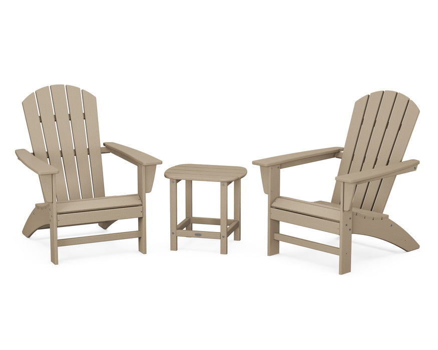 POLYWOOD Nautical 3-Piece Adirondack Set with South Beach 18" Side Table in Sunset Red