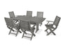 POLYWOOD 7 Piece Signature Folding Chair Dining Set in Slate Grey