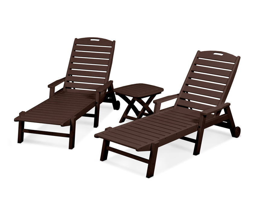 POLYWOOD Nautical 3-Piece Chaise Set in Mahogany