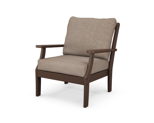 POLYWOOD Braxton Deep Seating Chair in Mahogany with Spiced Burlap fabric