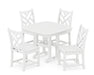 POLYWOOD Chippendale 5-Piece Side Chair Dining Set in White