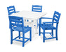 POLYWOOD La Casa Café 5-Piece Farmhouse Trestle Dining Set in Pacific Blue / White