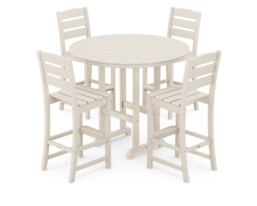 POLYWOOD Lakeside 5-Piece Round Bar Side Chair Set in Sand