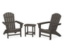 POLYWOOD Nautical 3-Piece Adirondack Set with South Beach 18" Side Table in Vintage Coffee