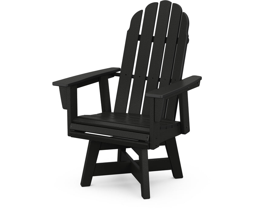POLYWOOD Vineyard Curveback Adirondack Swivel Dining Chair in Black