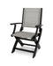 POLYWOOD Coastal Folding Chair in Black with Metallic fabric