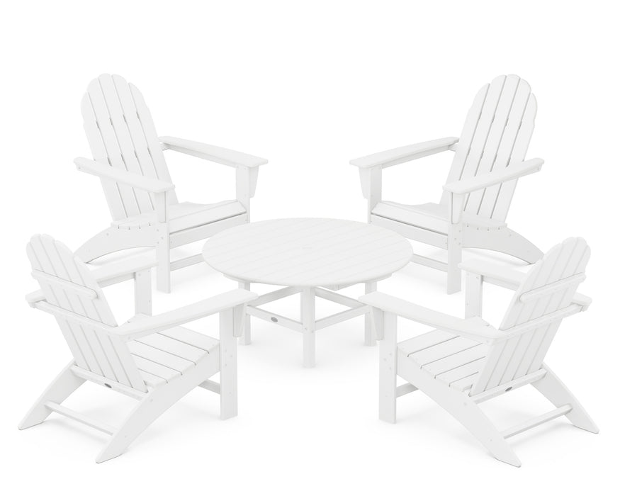 POLYWOOD Vineyard 5-Piece Adirondack Chair Conversation Set in White