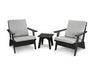 POLYWOOD Riviera Modern Lounge 3-Piece Set in Slate Grey with Natural Linen fabric