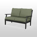POLYWOOD Braxton Deep Seating Settee in Black with Crete Spruce fabric