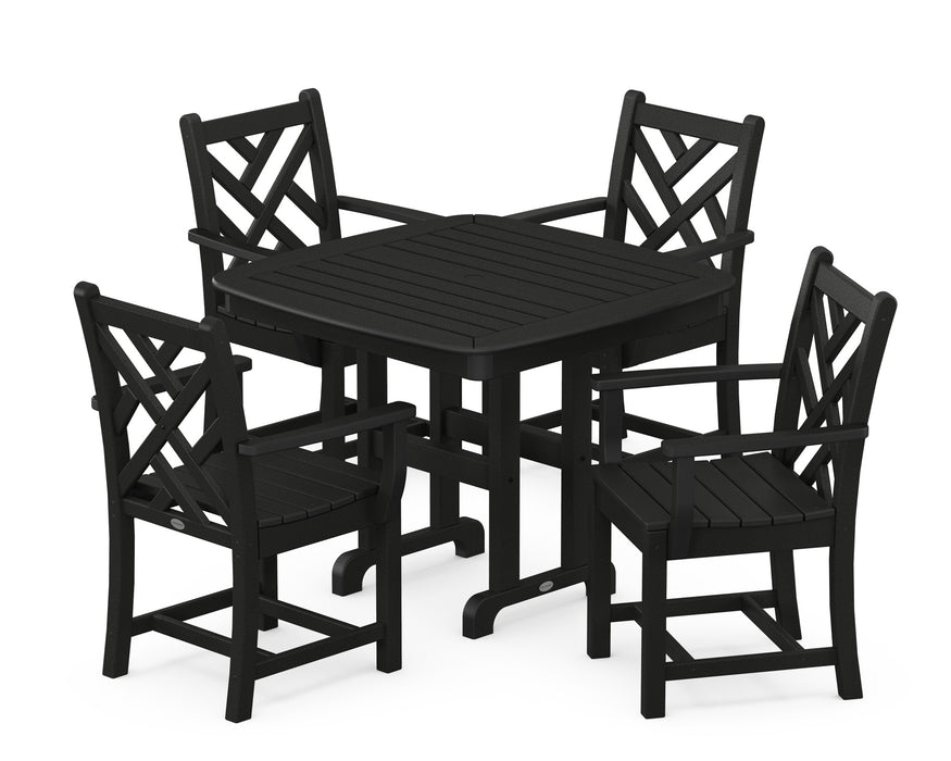 POLYWOOD Chippendale 5-Piece Arm Chair Dining Set in Black