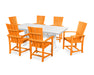 POLYWOOD Quattro 7-Piece Farmhouse Trestle Dining Set in Tangerine / White