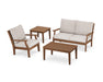 POLYWOOD Braxton 4-Piece Deep Seating Set in Sand with Cast Sage fabric