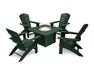 POLYWOOD Nautical Curveback Adirondack 5-Piece Conversation Set with Fire Table in Green