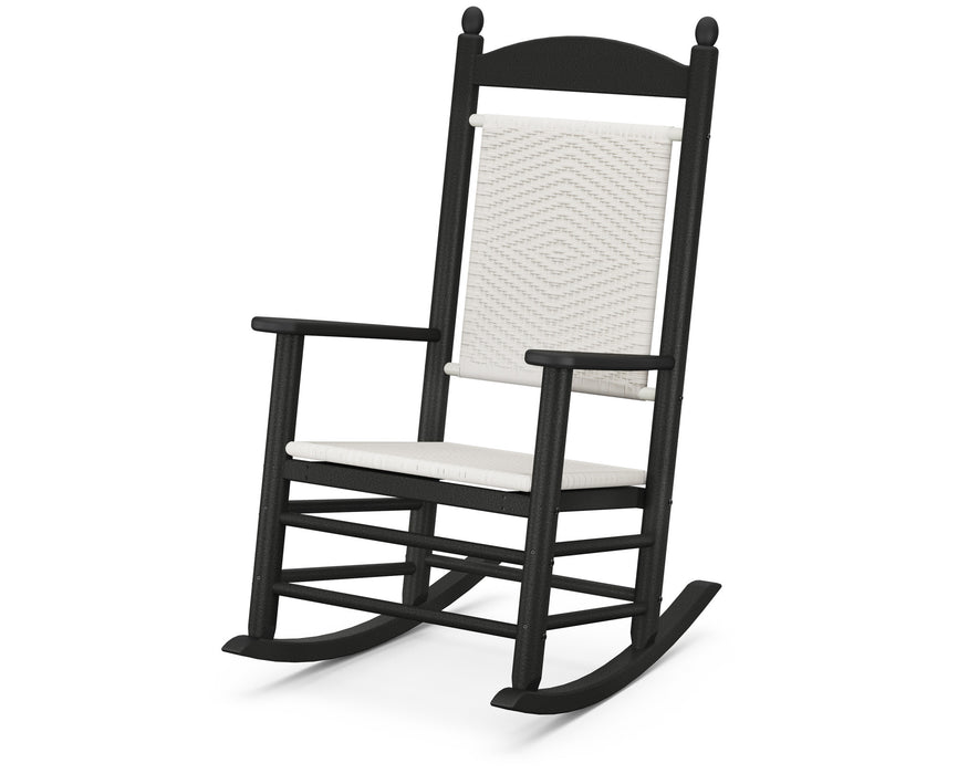POLYWOOD Jefferson Woven Rocking Chair in Black / White Loom