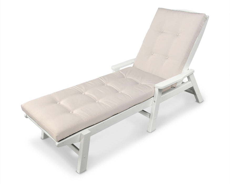 POLYWOOD Nautical Chaise with Arms and Ateeva Luxe Cushion in