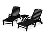 POLYWOOD Nautical 3-Piece Chaise Set in Black