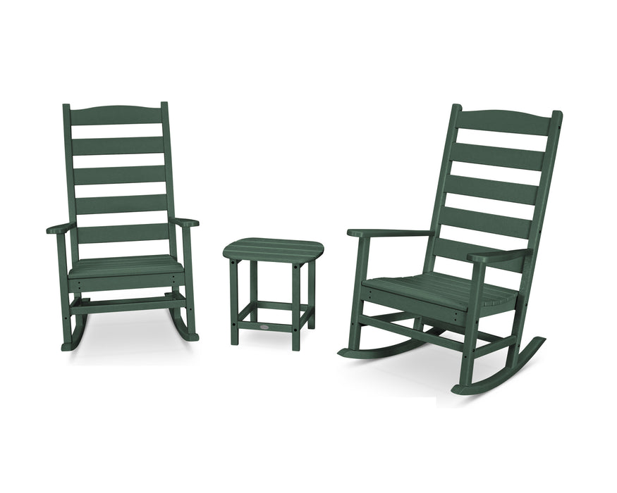 POLYWOOD Shaker 3-Piece Porch Rocking Chair Set in Green