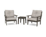 POLYWOOD Lakeside 3-Piece Deep Seating Chair Set in Vintage Coffee with Weathered Tweed fabric