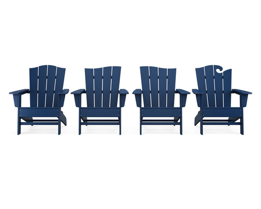 POLYWOOD Wave Collection 4-Piece Adirondack Chair Set in White