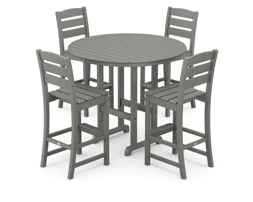 POLYWOOD Lakeside 5-Piece Round Bar Side Chair Set in Slate Grey