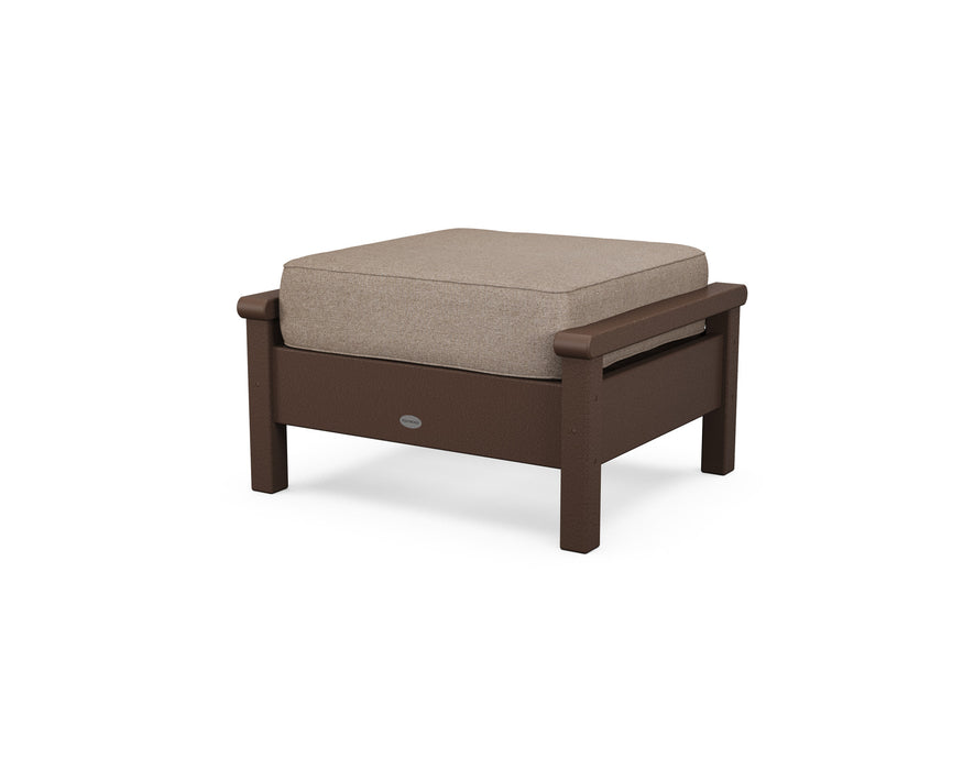 POLYWOOD Harbour Deep Seating Ottoman in Vintage Sahara with Weathered Tweed fabric
