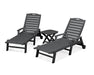 POLYWOOD Nautical 3-Piece Chaise Set in Slate Grey