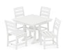 POLYWOOD Lakeside 5-Piece Farmhouse Trestle Side Chair Dining Set in White