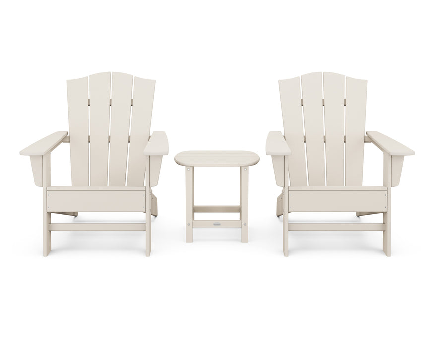 POLYWOOD Wave 3-Piece Adirondack Chair Set with The Crest Chairs in Sand