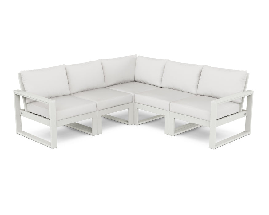 POLYWOOD EDGE 5-Piece Modular Deep Seating Set in Vintage White with Natural Linen fabric
