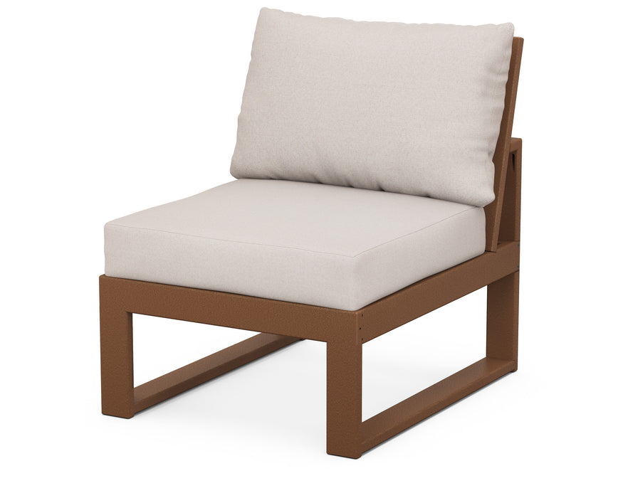 POLYWOOD Edge Modular Armless Chair in Vintage Coffee with Natural Linen fabric