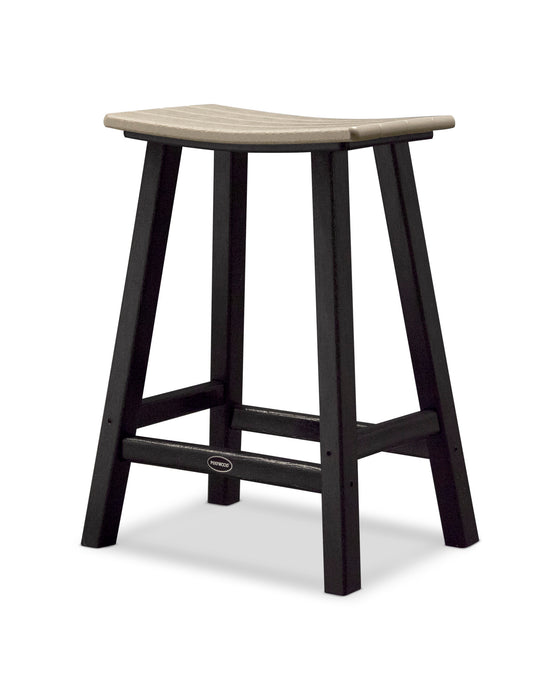 POLYWOOD® Contempo 24" Saddle Counter Stool in Black / Sand