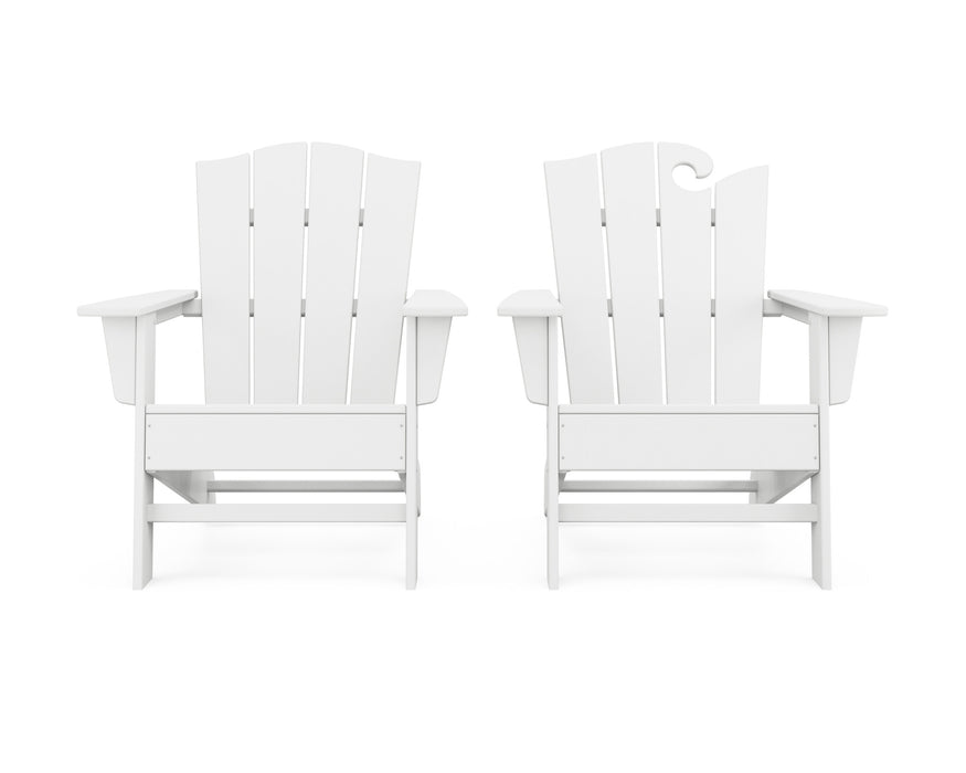 POLYWOOD Wave 2-Piece Adirondack Chair Set with The Crest Chair in White
