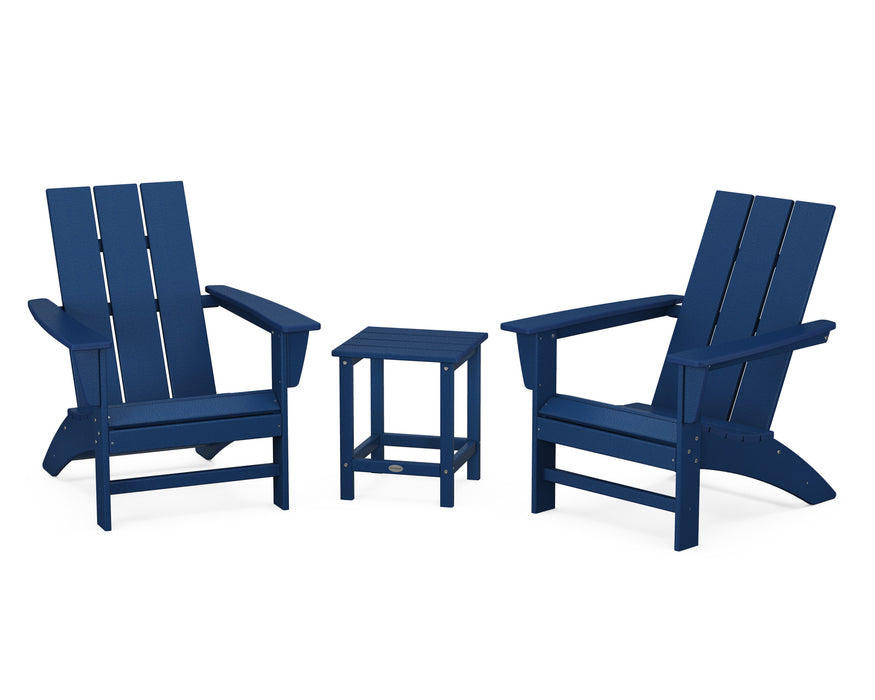 POLYWOOD Modern 3-Piece Adirondack Set with Long Island 18" Side Table in