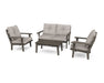 POLYWOOD Lakeside 4-Piece Deep Seating Set in Sand with Ash Charcoal fabric