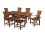 POLYWOOD Quattro 7-Piece Farmhouse Trestle Dining Set in Teak