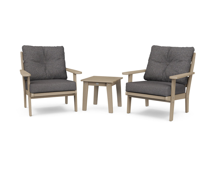 POLYWOOD Lakeside 3-Piece Deep Seating Chair Set in Vintage Sahara with Ash Charcoal fabric