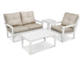 POLYWOOD Vineyard 4-Piece Deep Seating Set in Slate Grey with Natural fabric