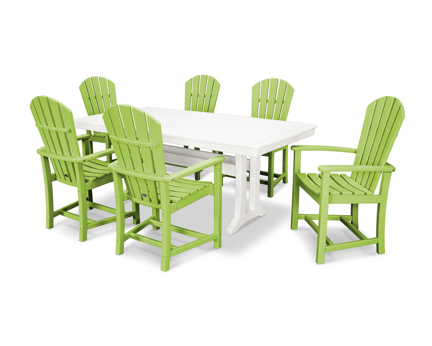 POLYWOOD 7 Piece  Palm Coast Dining Set in Lime / White