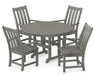 POLYWOOD Vineyard 5-Piece Round Arm Chair Dining Set in Slate Grey