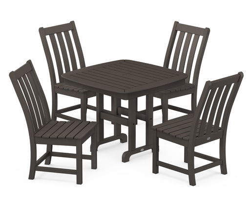 POLYWOOD Vineyard 5-Piece Side Chair Dining Set in Vintage Coffee