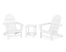 POLYWOOD Classic Folding Adirondack 3-Piece Set with Long Island 18" Side Table in White