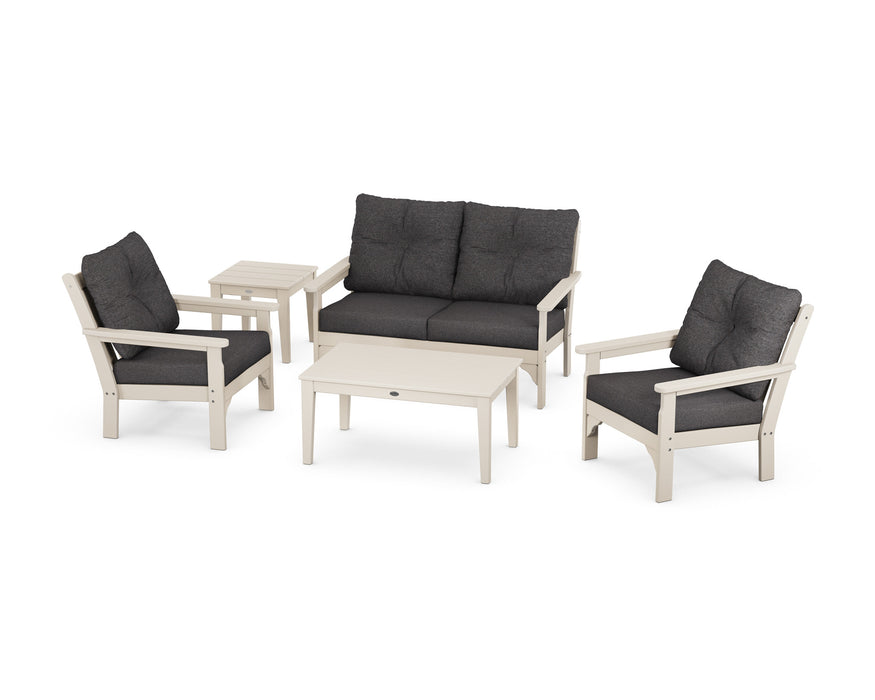 POLYWOOD Vineyard 5-Piece Deep Seating Set in Green with Weathered Tweed fabric