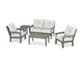 POLYWOOD Vineyard 5-Piece Deep Seating Set in Slate Grey with Natural Linen fabric
